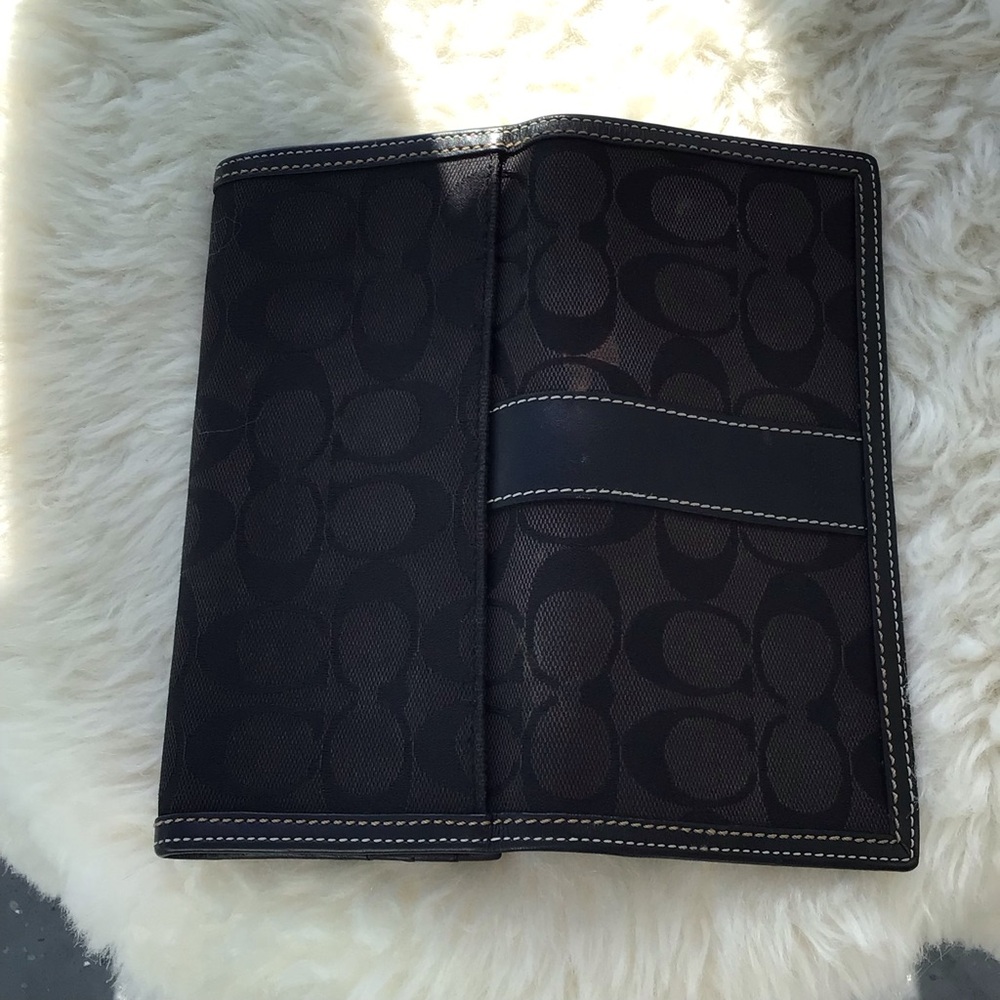 Coach Monogrammed Canvas Coated and Leather Long Wallet Clutch/Organizer Black - Picture 9 of 14